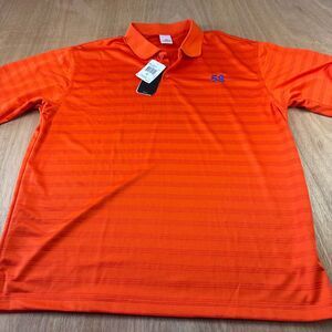 Adidas Climalite Polo Shirt Mens XL Orange Striped Golf NWT